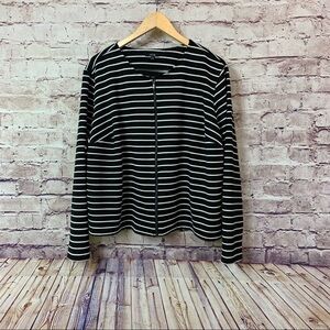 Apt. 9 Black Striped Zipper Front Long Sleeve Cardigan Jacket
